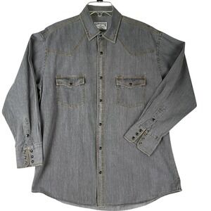Schaefer Outfitter Western Shirt Men XL Charcoal Gray Western Pearl Snap Cowboy
